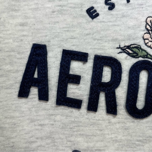 Aeropostale NYC Classic Crew T Shirt Womens Small Gray Embroidered - Picture 7 of 9